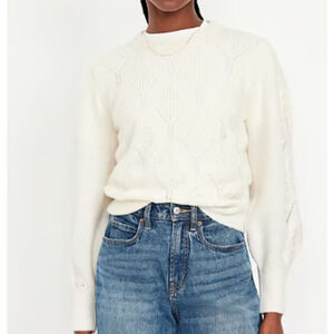 Old Navy Womens Creme De La Creme Pointelle White Sweater NEW XL